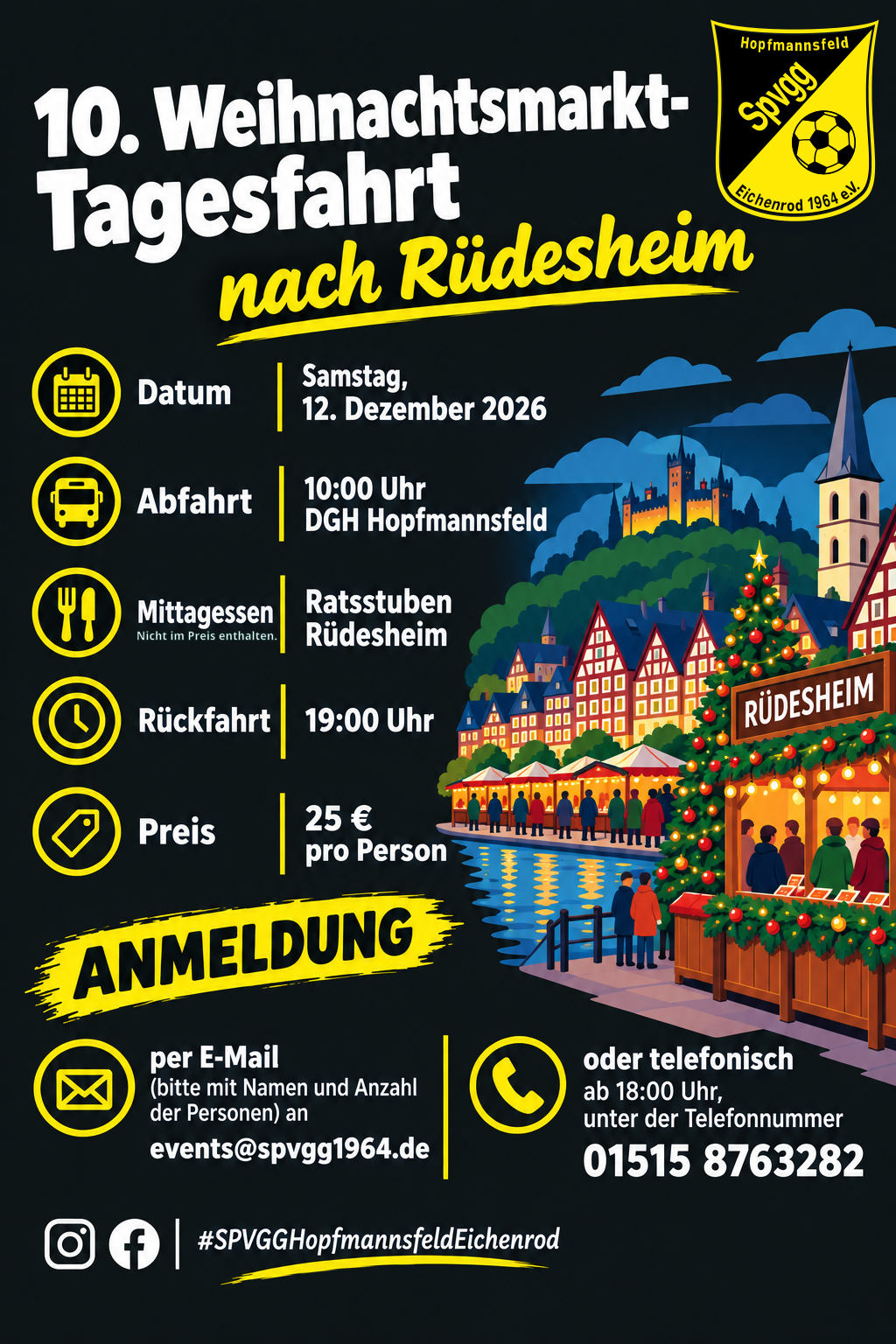 10. Weihnachtsmarkt-Fahrt der SPVGG Hopfmannsfeld-Eichenrod nach Rüdesheim